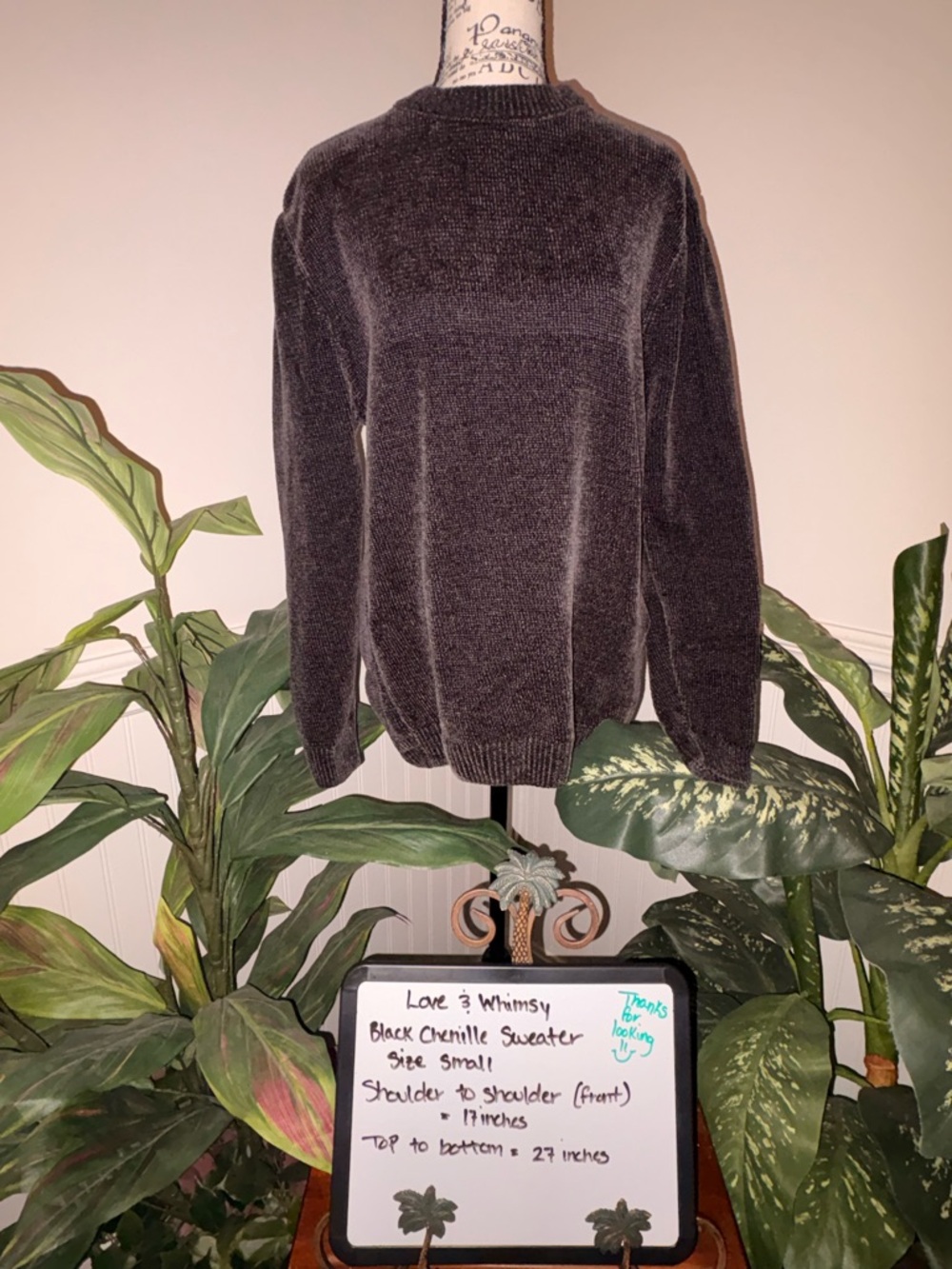 Love & Whimsy Black Chenille Sweater